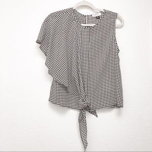 Anthropologie Delfi Collective Silk Houndstooth 1SLV Wrap Blouse Size XS